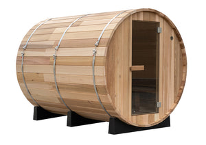 Canadian Red Cedar Barrel Sauna front