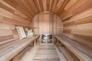 Traditional Canadian Red Cedar 6 Person Barrel Sauna